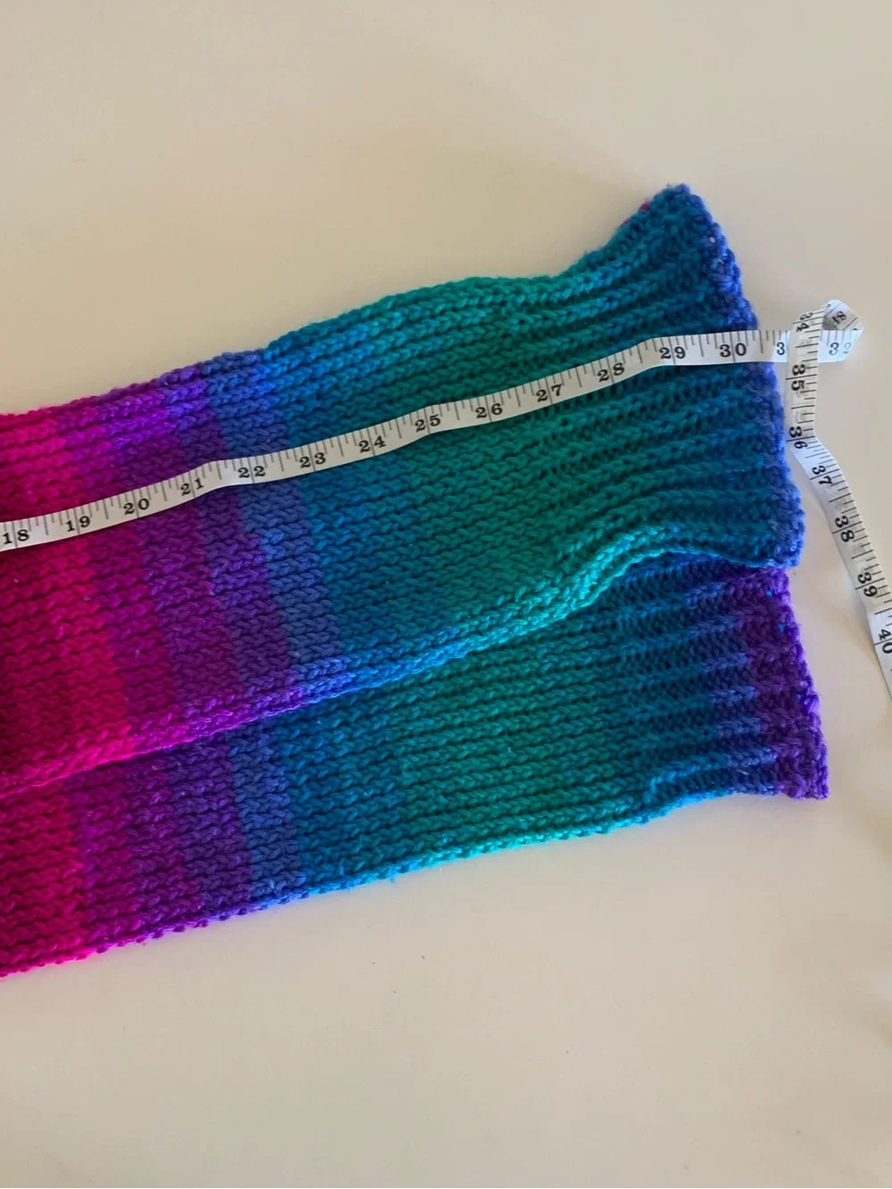 Women's Multicolor Knit Leg Warmers - Vibrant Teal, Blue & Magenta